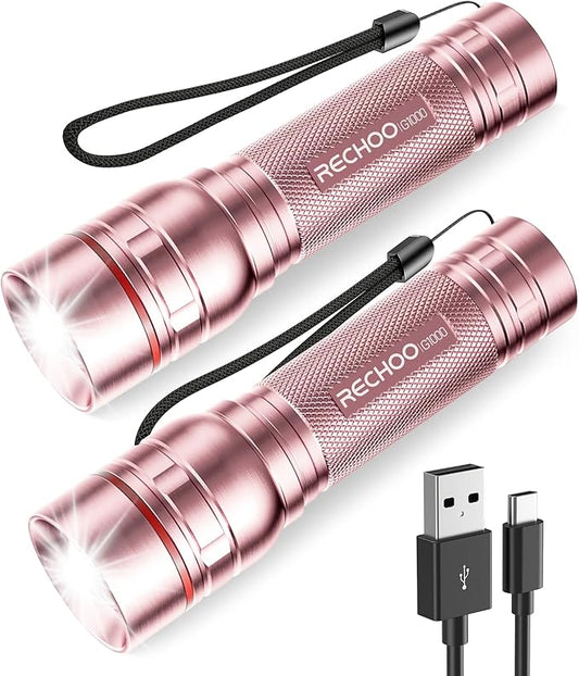 Rechargeable Flashlights High Lumens, G1000 Super Bright Flash Light 2 Pack by RECHOO