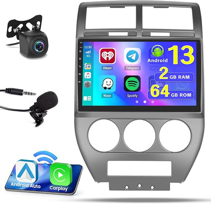 Android 15 Car Stereo for Jeep Compass Patriot 2007-2010, Hikity 9 Inch by Hikity