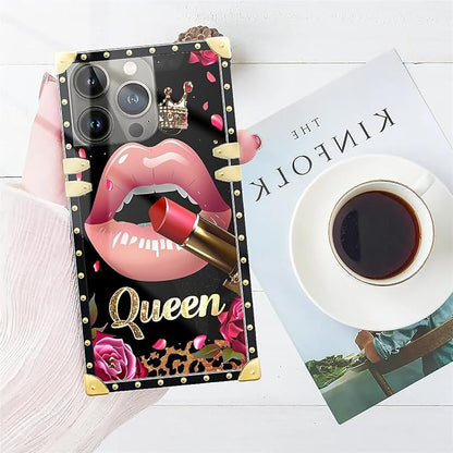 Compatible with iPhone 14 Pro Max Case, Glitter Red Rose Queen Leopard Lipstick - Image 7