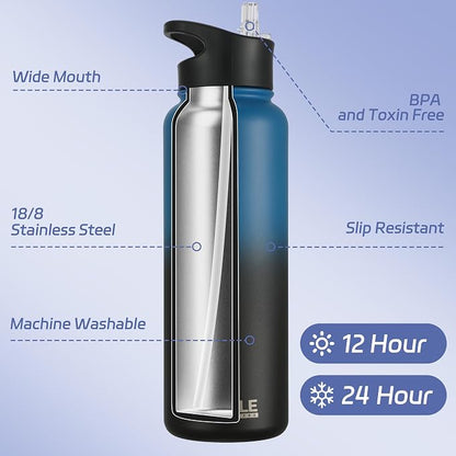 HASLE OUTFITTERS 40oz Stainless Steel Water Bottle, Vacuum Insulated Double - Image 2