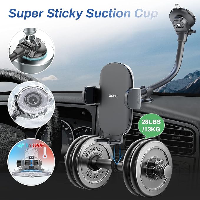 OQTIQ 13" Gooseneck Car Phone Mount – Windshield & Dashboard Holder - Image 7