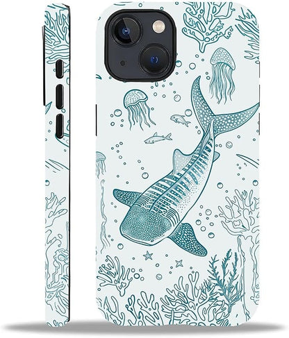 for iPhone 13/14 Case, HH2 Ocean Whale Shark Hybrid 2 Layer Hard Shell Silicone by Unknown