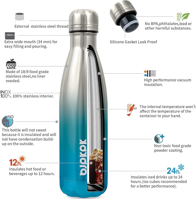 BJPKPK 17oz Insulated Stainless Steel Water Bottles, Sports Water Bottles Keep - Image 2