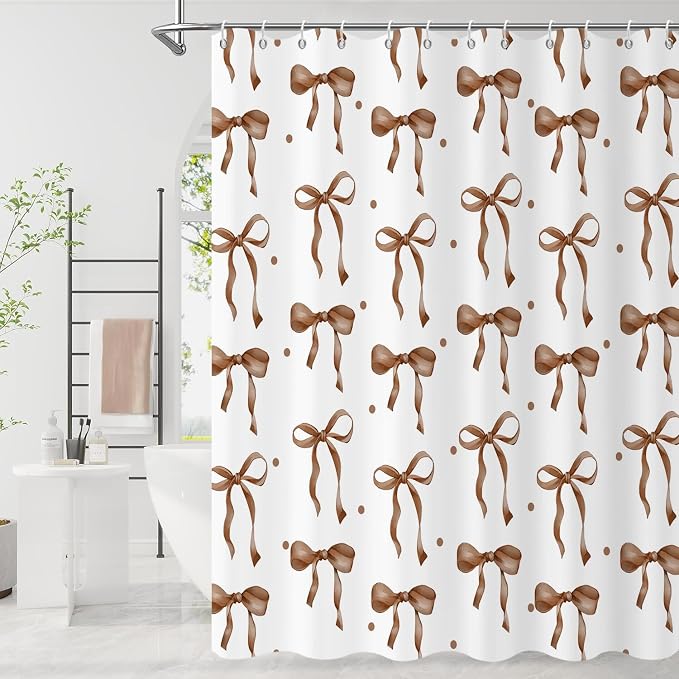 Brown Bow Shower Curtain by Caheansi