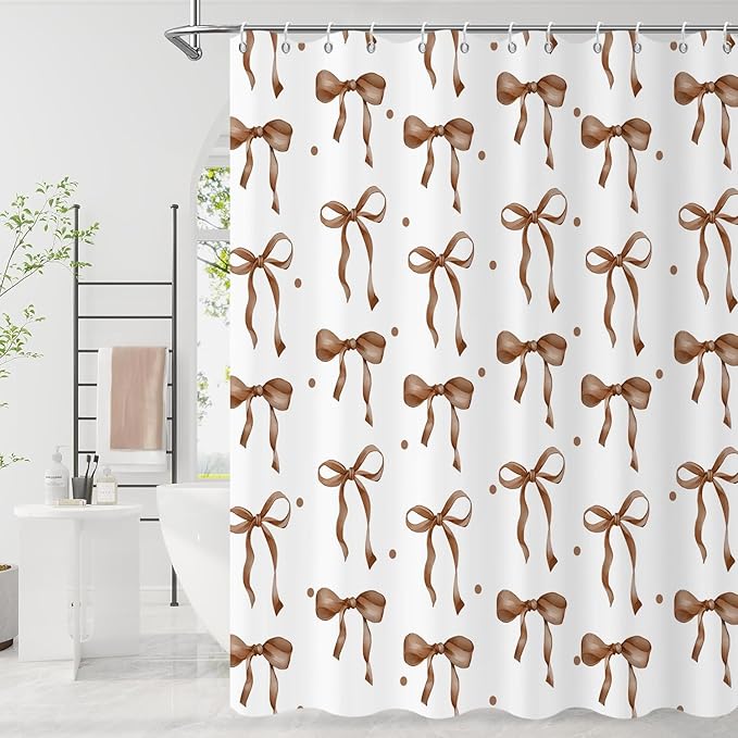 Brown Bow Shower Curtain by Caheansi