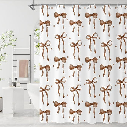 Brown Bow Shower Curtain by Caheansi
