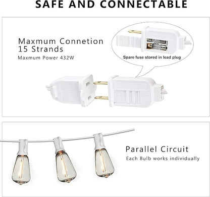 DAMAING LED Outdoor String Lights 100FT Patio Lights - Image 4