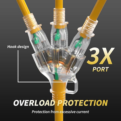 PlugSaf 1 FT 12/3 Gauge Outdoor Extension Cord - Image 8