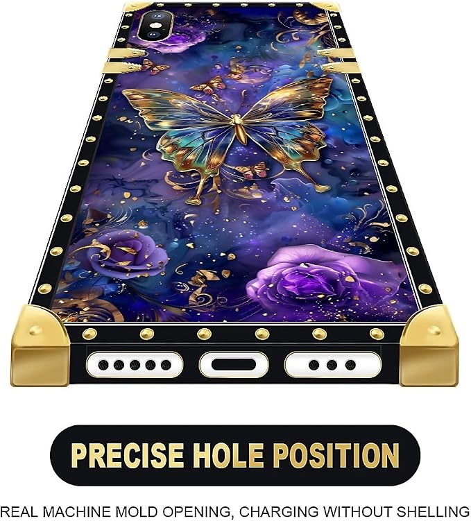 Compatible with iPhone Xs Max Case, Glistening Golden Butterfly Vibrant Purple - Image 5