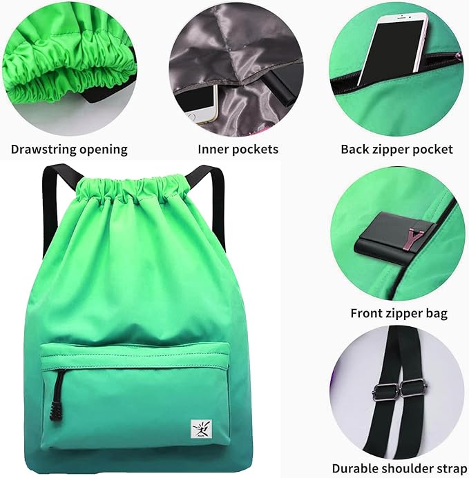 Waterproof Drawstring Bag, Gym Bag Sackpack Sports Beach Backpack - Image 3