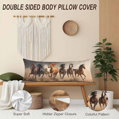 20x54 Body Pillow Cover Horse Zipper Body Pillowcase Western Stallion Horses - Image 4