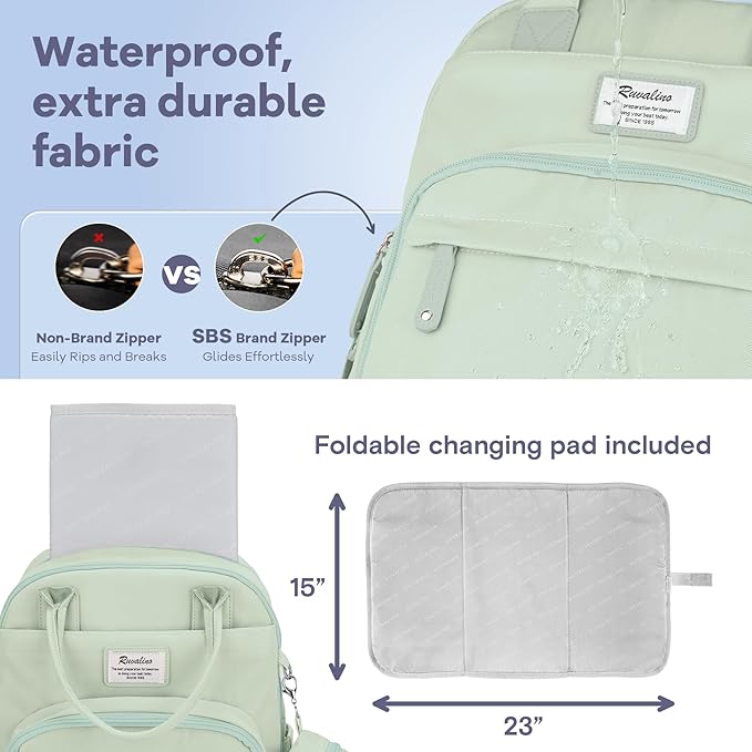 RUVALINO Diaper Bag Backpack-Multifunction Baby Travel Bag - Image 6