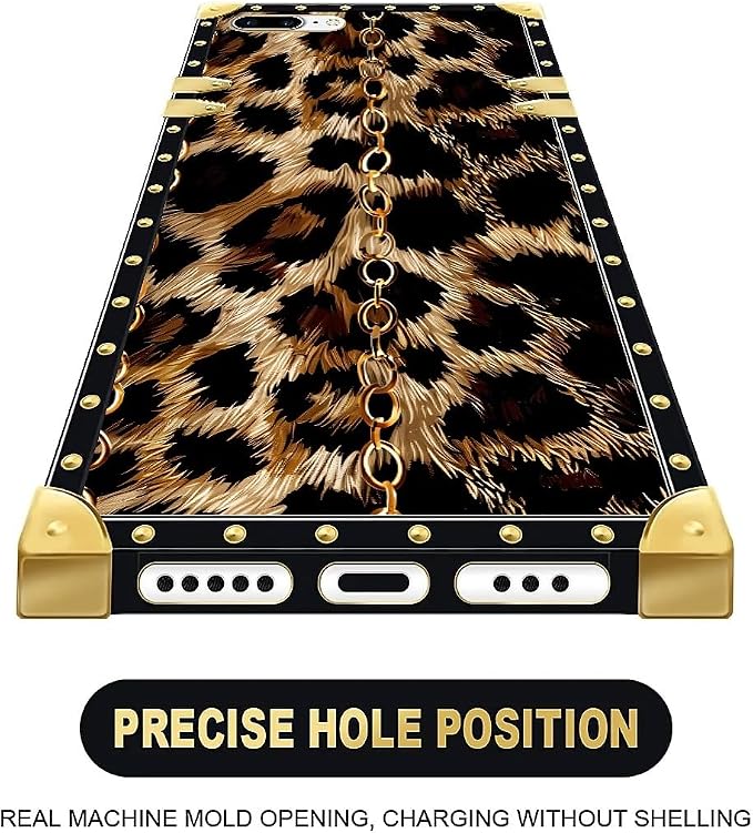 Compatible with iPhone 8 7 SE Case, Seamless Gold Chain Leopard Luxury Golden - Image 5