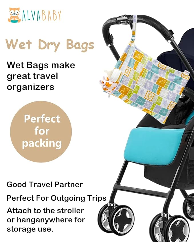 ALVABABY 2pcs Cloth Diaper Wet Dry Bags Waterproof Reusable - Image 5