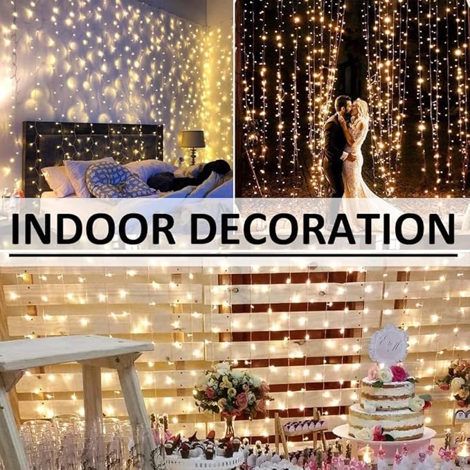 Solhice LED Curtain Lights Outdoor 50ft x10ft, 1000 LED Plug in Hanging String - Image 5