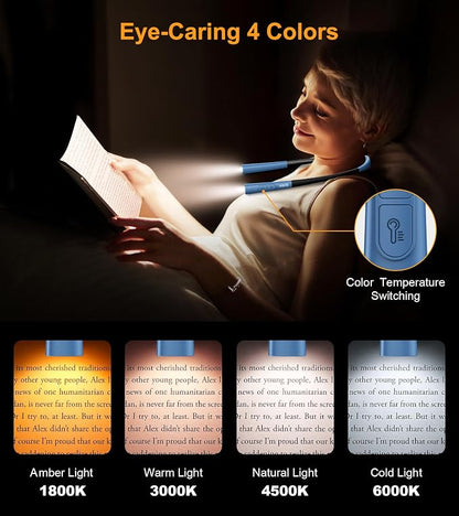 Gritin Book Light, Eye Caring 4-Color & 5-Brightness Neck Light Reading Light- - Image 3