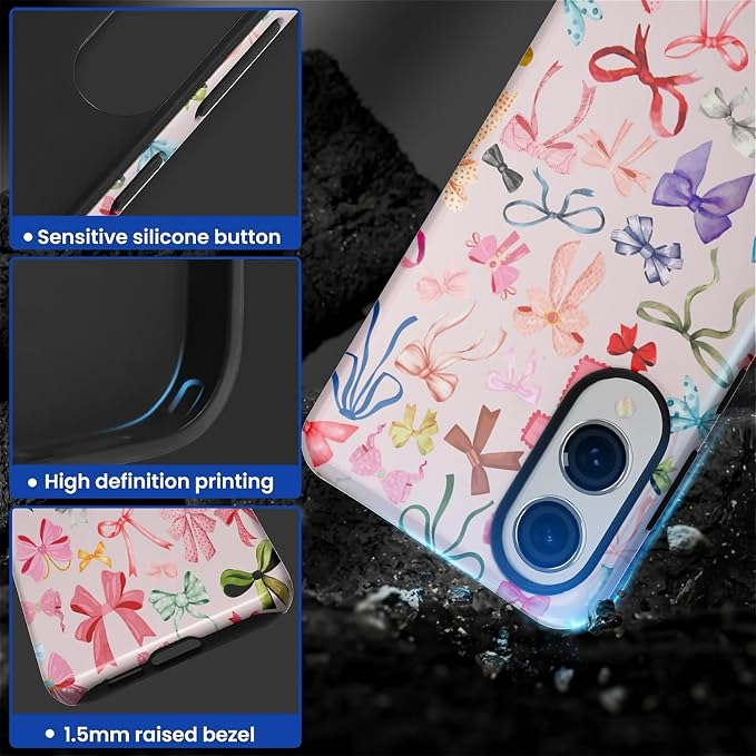 for Samsung Galaxy S25 Edge Case, HL2 Aesthetic Color Bow Tie Hybrid 2 Layer - Image 3