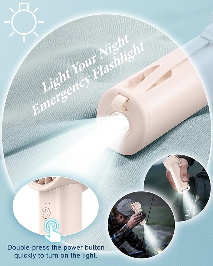 Portable Handheld Fan with Power Bank, 3 IN 1 USB Rechargeable Mini Personal - Image 4