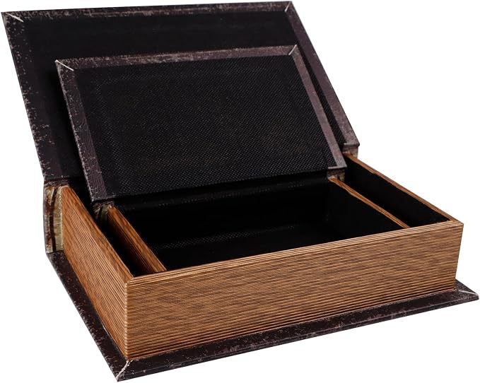 SICOHOME Decorative Book Box Set of 2 Wood Faux Book Box - Image 2