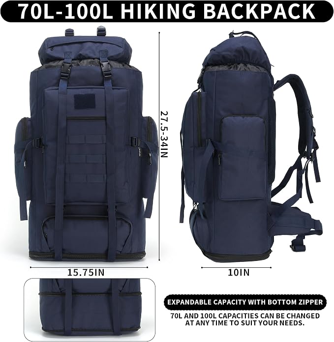 Hiking Backpack for Men 70L/100L Camping Backpack Military Rucksack Molle 3 - Image 2