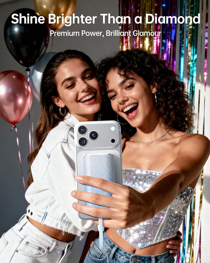 iWALK Sparkly 10000mAh Portable Charger, 22.5W Fast Charging Small Power Bank - Image 2