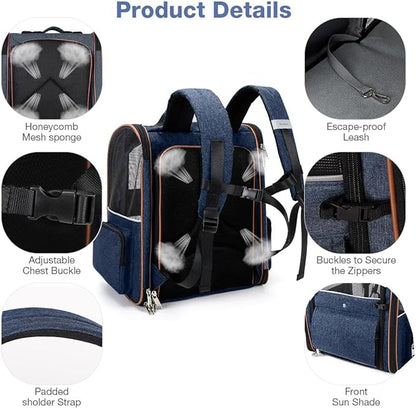 Lekebobor Large Cat Backpack Carrier Expandable Pet Carrier Backpack - Image 4