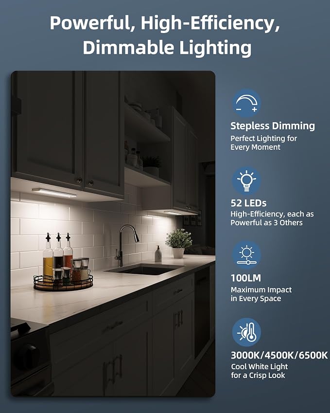 10inch Under Cabinet Lights, Wireless Closet Light, Motion Sensor, 1800mAh - Image 2