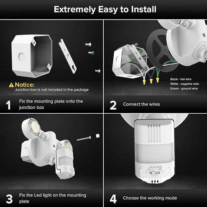SANSI Upgraded 25W Motion Sensor Outdoor Lights 3000LM Flood Lights Outdoor - Image 7