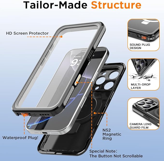 AICase Magnetic for iPhone 16 Plus Case Waterproof Magsafe Shockproof - Image 7