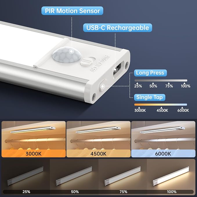 Under Cabinet Lighting, 54 LED 1800mAh Rechargeable, Motion Sensor Light - Image 5