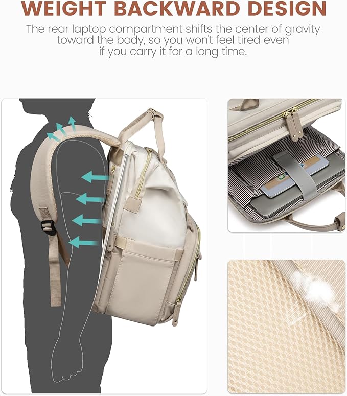 LOVEVOOK Laptop Backpack for Women, 15.6'' Waterproof Nurse Bag Teacher Work - Image 5