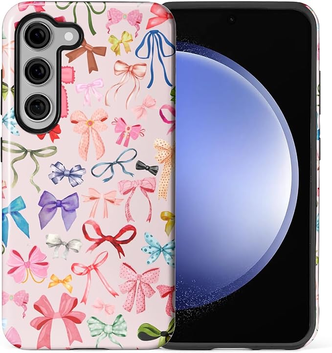 for Samsung Galaxy S23 Plus Case, HL2 Aesthetic Color Bow Tie Hybrid 2 Layer by Unknown