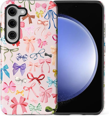 for Samsung Galaxy S23 Plus Case, HL2 Aesthetic Color Bow Tie Hybrid 2 Layer by Unknown