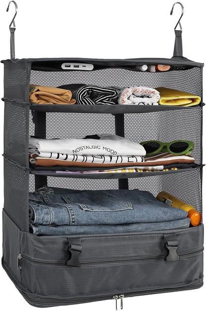 Surblue Hanging Closet Storage Bag Collapsible 3-Shelf Washable Oxford Fabric by SURBLUE