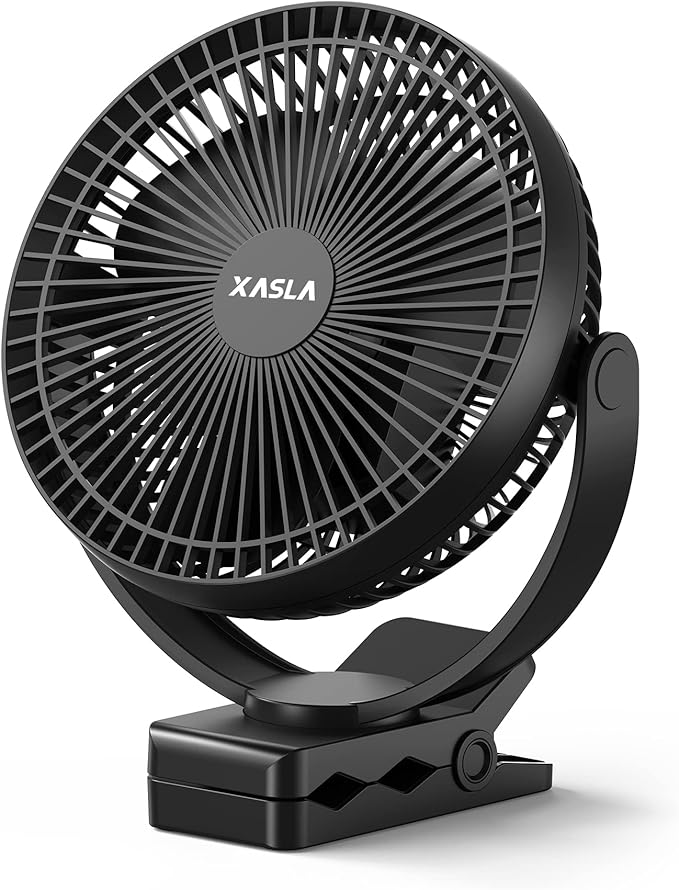 xasla 10000mAh Portable Clip on Fan, 8 inch Rechargeable Battery Operated by XASLA