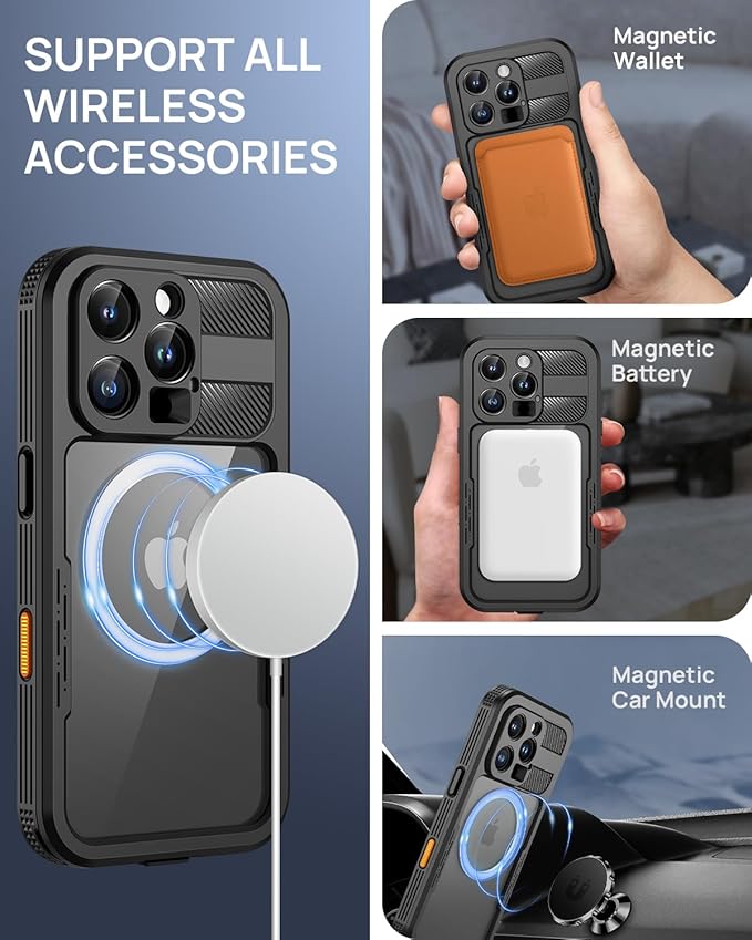 Lanhiem Magnetic for iPhone 16 Pro Max Case, Built-in Privacy Screen Protector - Image 4
