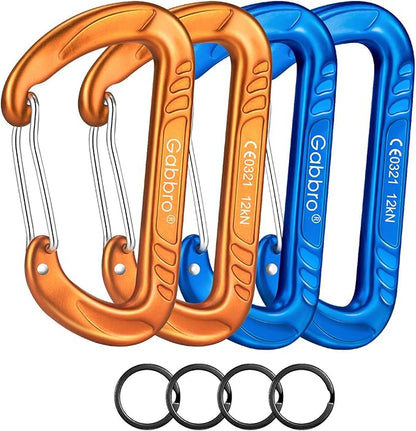 Gabbro Carabiner Clips Heavy Duty 12kN, Wiregate Aluminum Lightweight Caribeener by Gabbro