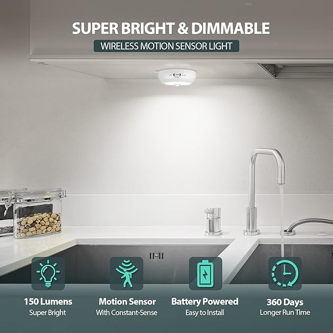 Reoshine Motion Sensor Light Indoor, Under Cabinet Light, Ceiling Lights - Image 2