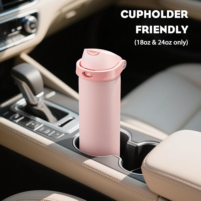POWCAN 18 oz Insulated Water Bottle: 2-in-1 Push-Button Spout & Quick-Flip Straw - Image 5