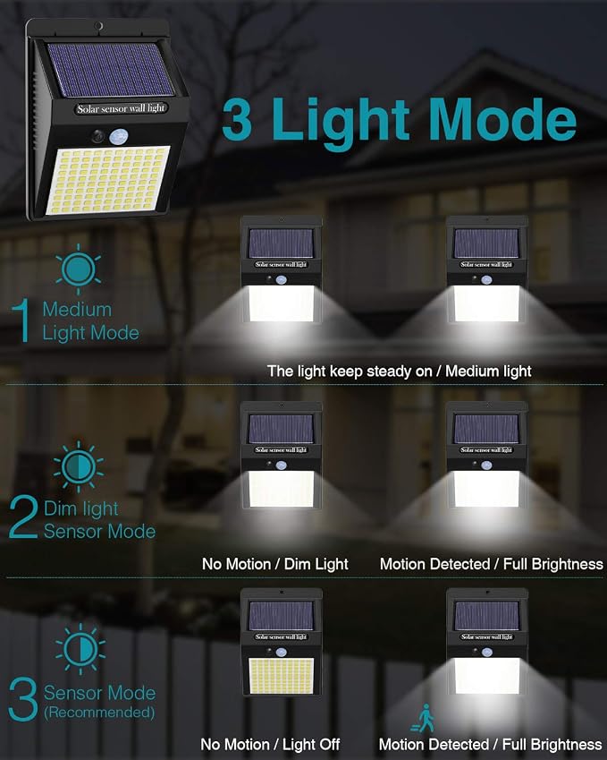 12 Pack Solar Lights Outdoor, 3 Modes/100LED Wireless IP65 Waterproof Solar - Image 4