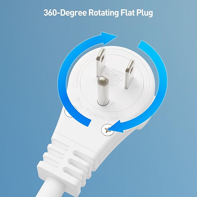 Cable Matters 2-Pack 16 AWG 360° Rotating Flat Plug Extension Cord - 10ft - Image 2