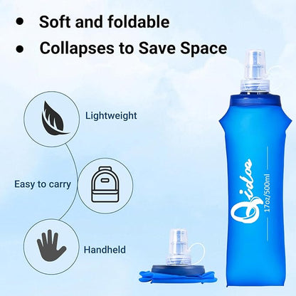 2PCS Soft Water Bottle, 17oz/500ml TPU Collapsible Flask Foldable Bottles - Image 2