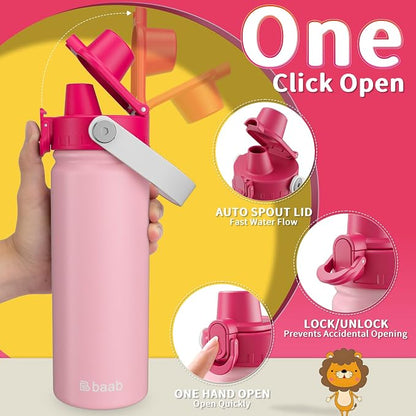 baab 18oz Kids Water Bottle, Insulated Kids Water Bottle - Image 4