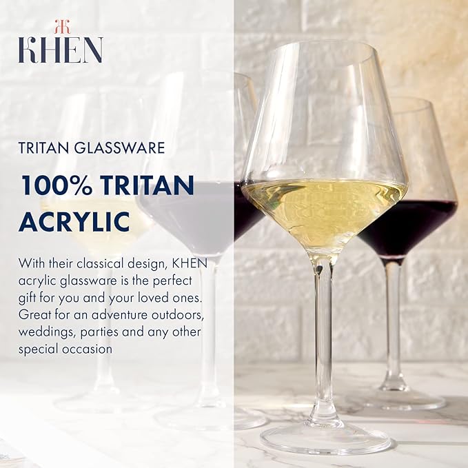 European Style Plastic Crystal, Stemmed Wine Glasses | 6 Set | Acrylic Glasses - Image 2