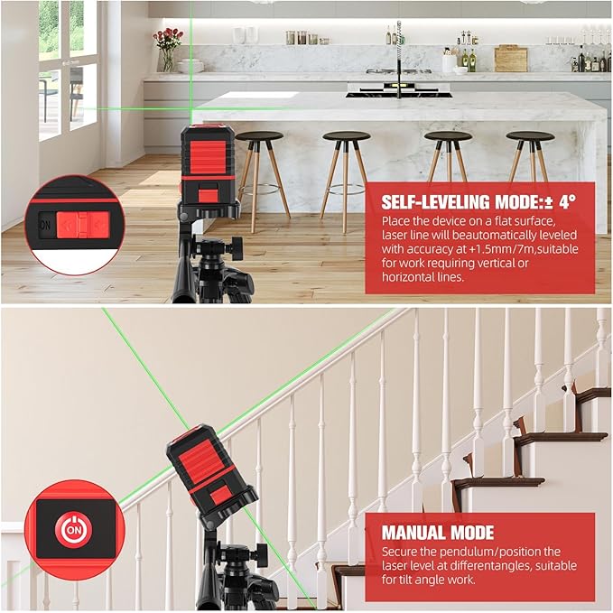 Laser Level with Tripod, 100 feet Green Cross Line Self Rotary Leveling Laser - Image 4