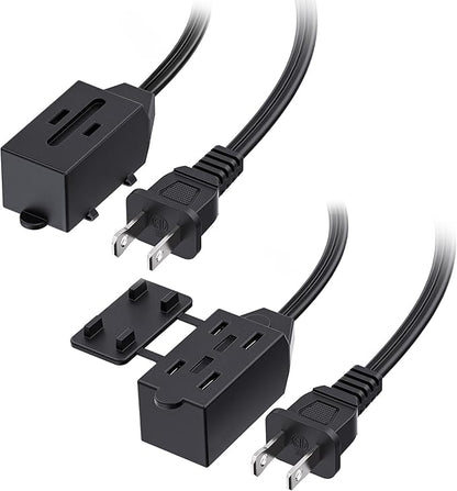 Cable Matters 2-Pack 16 AWG 2 Prong Short Extension Cord 3 ft, 13A 3-Outlet by CableMatters