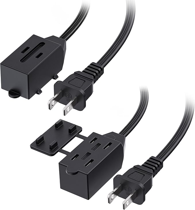 Cable Matters 2-Pack 16 AWG 2 Prong Long Extension Cord 15 ft, 13A 3-Outlet by CableMatters