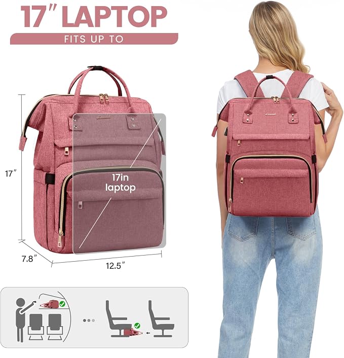 LOVEVOOK Laptop Backpack for Women, 17 Inch Professional Womens Travel Backpack - Image 6