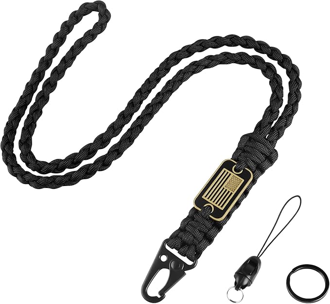 Paracord Key Lanyard for Men Black Neck Lanyard for Keys by MDSXODirect