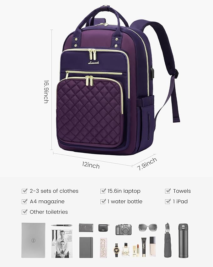 LOVEVOOK Laptop Backpack Purse for Women, 15.6" Laptop Bag for Travel - Image 2